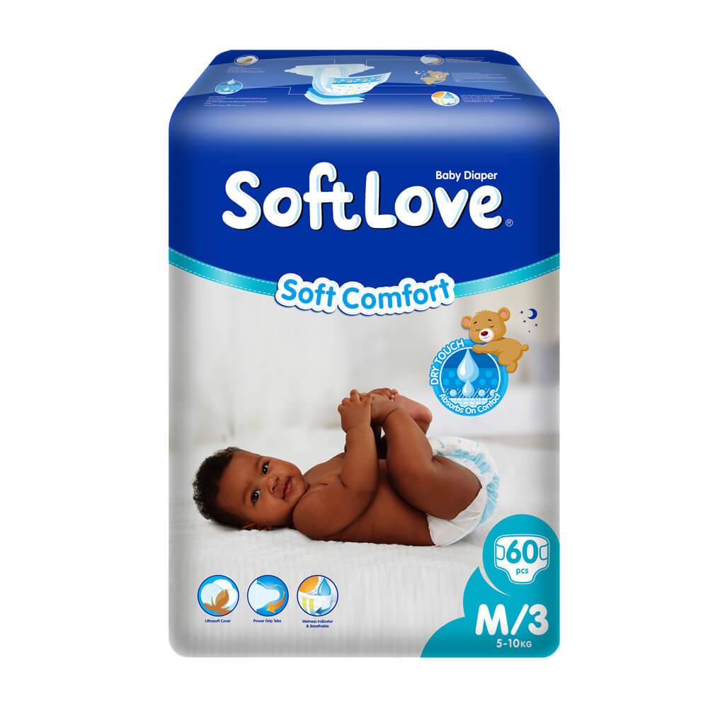 SoftLove Baby Diaper - Medium 60pcs